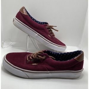 Vans Men’s 8.5 Women’s 10 Maroon & Navy W/ Brown Laces Leather Trim Skater Shoes